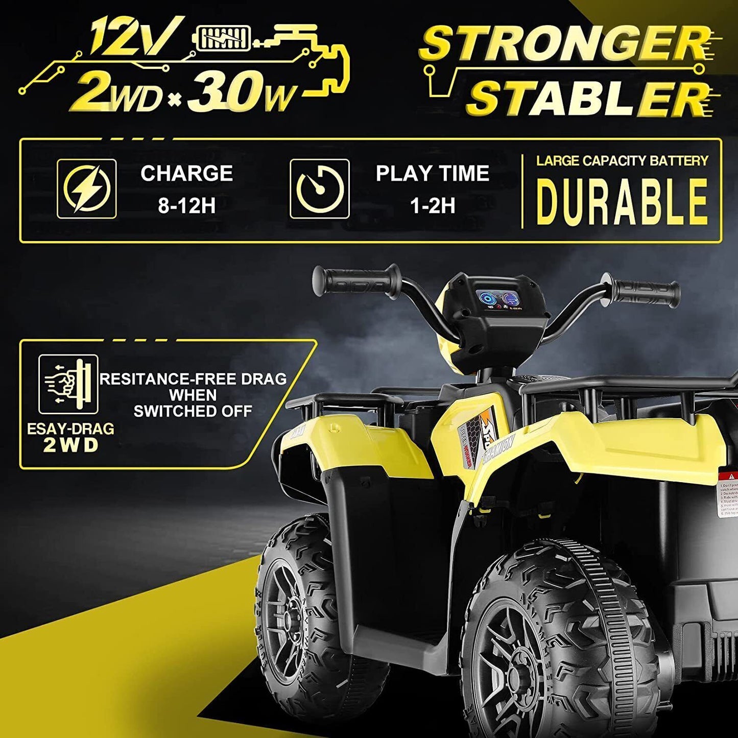 Electric Kids Ride On ATV 4-Wheeler Quad with Music and LED Lights - Perfect Gift for Kids!
