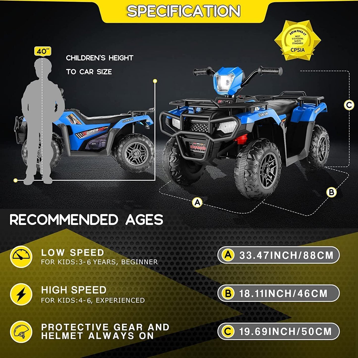 Electric Kids Ride On ATV 4-Wheeler Quad with Music and LED Lights - Perfect Gift for Kids!