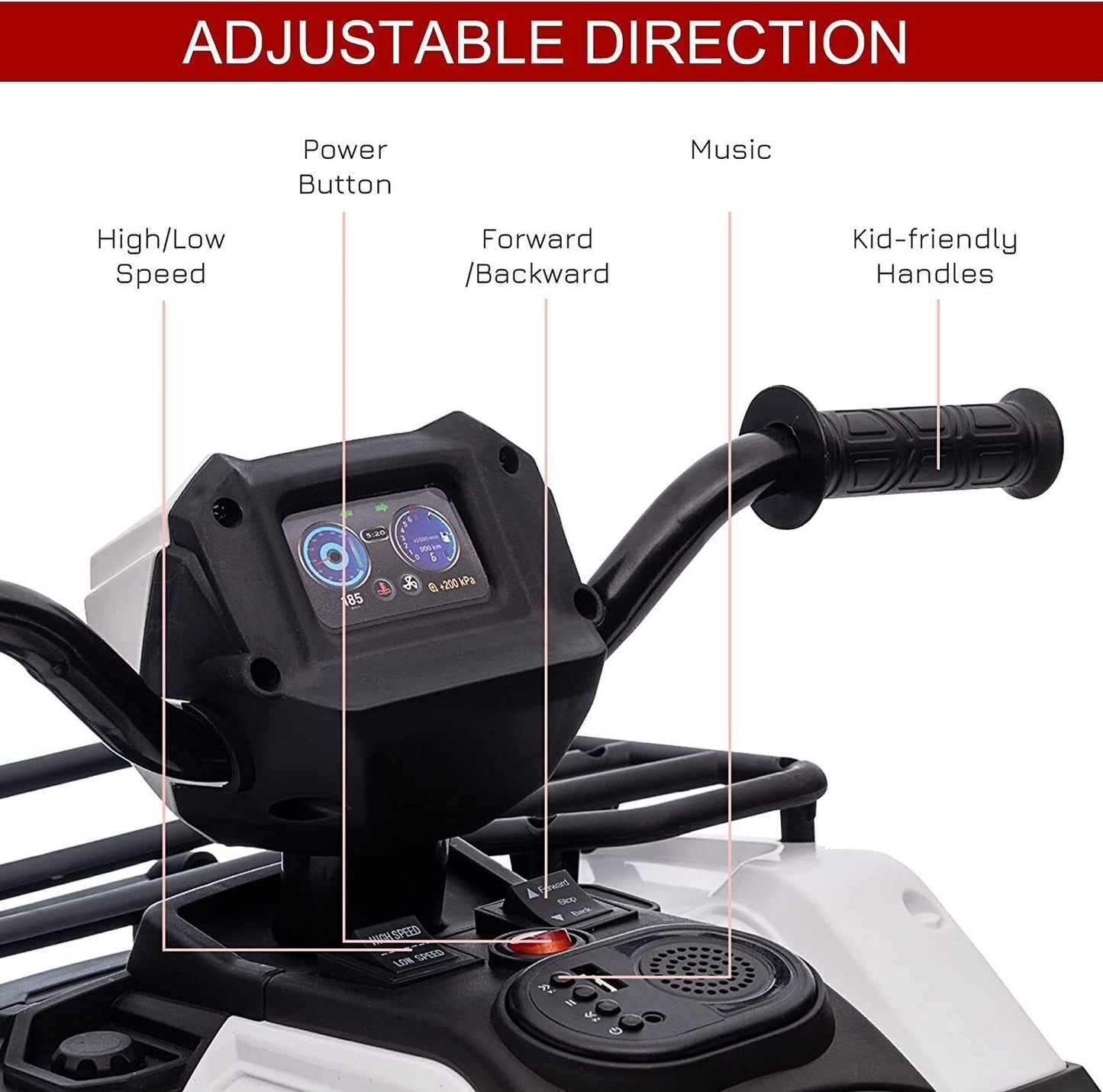 Electric Kids Ride On ATV 4-Wheeler Quad with Music and LED Lights - Perfect Gift for Kids!
