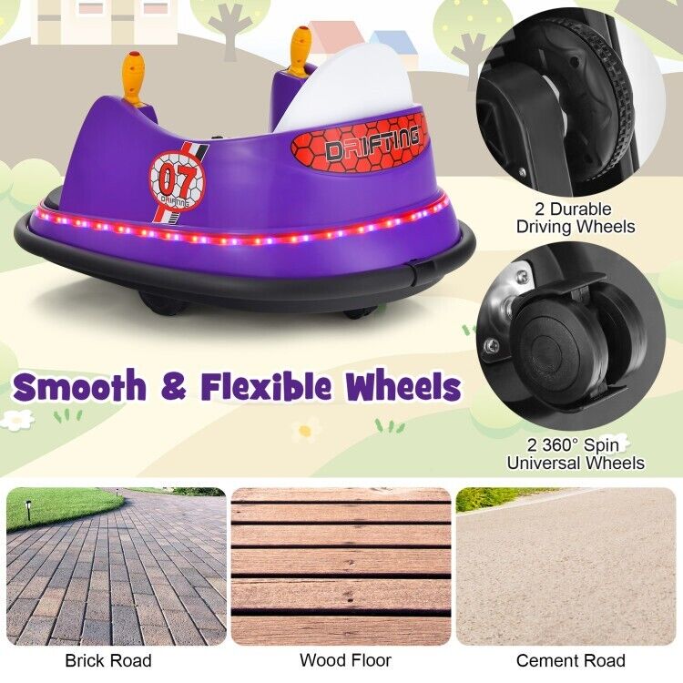 Electric Kids Ride On Bumper Car with Flashing Lights and Remote Control - Perfect Toddler Toy Gift