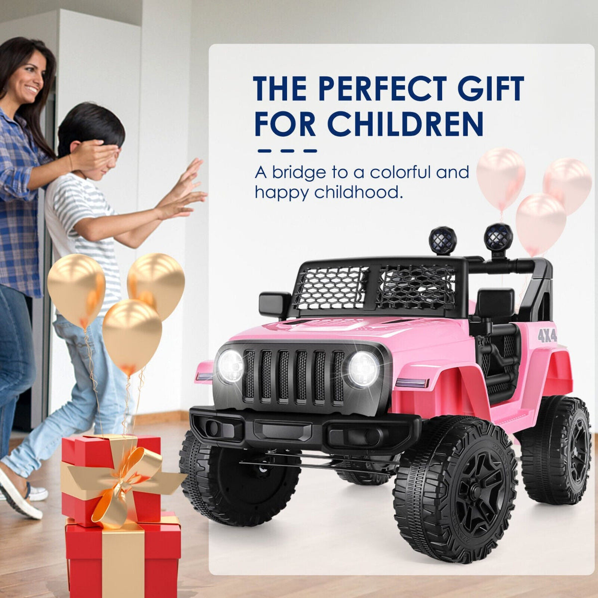 Electric Kids Ride On Car Power Wheels Jeep 2 Seater with 12V 7Ah Battery - Safe and Fun!