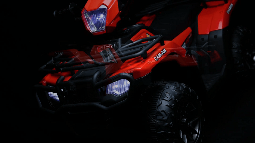 Electric Vehicle with Dual Speed Options, Treaded Tires, and LED Lights - Powered by 12V Battery