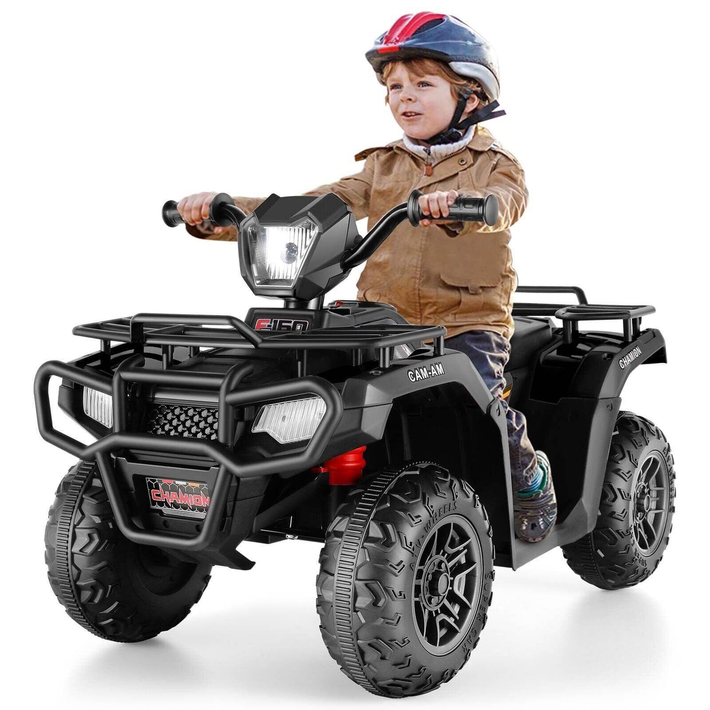 Electric Vehicle with Dual Speed Options, Treaded Tires, and LED Lights - Powered by 12V Battery