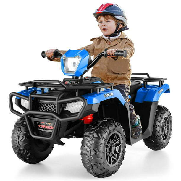 Electric Vehicle with Dual Speed Options, Treaded Tires, and LED Lights - Powered by 12V Battery