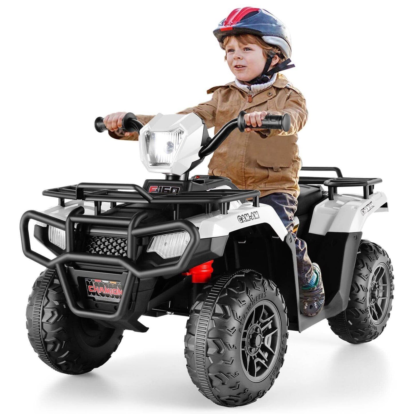 Electric Vehicle with Dual Speed Options, Treaded Tires, and LED Lights - Powered by 12V Battery