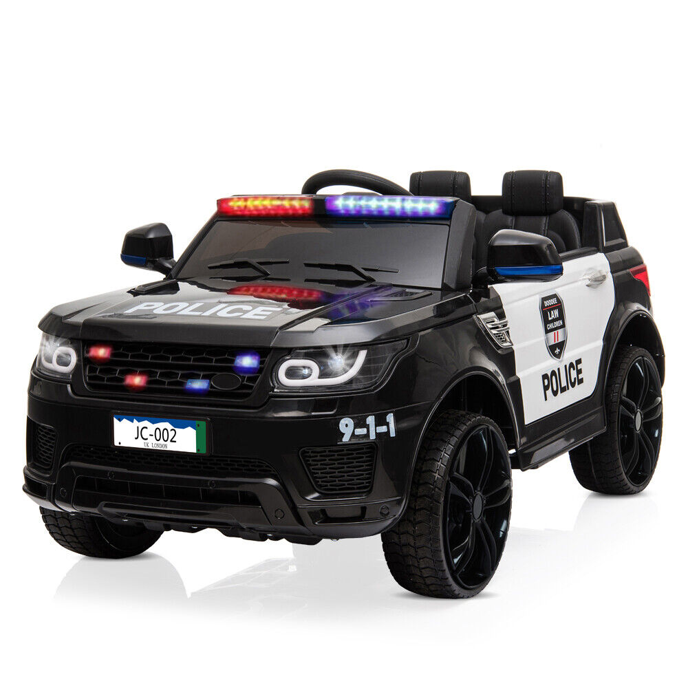 Electric Kids Ride On Police SUV with Remote Control and Music - Black