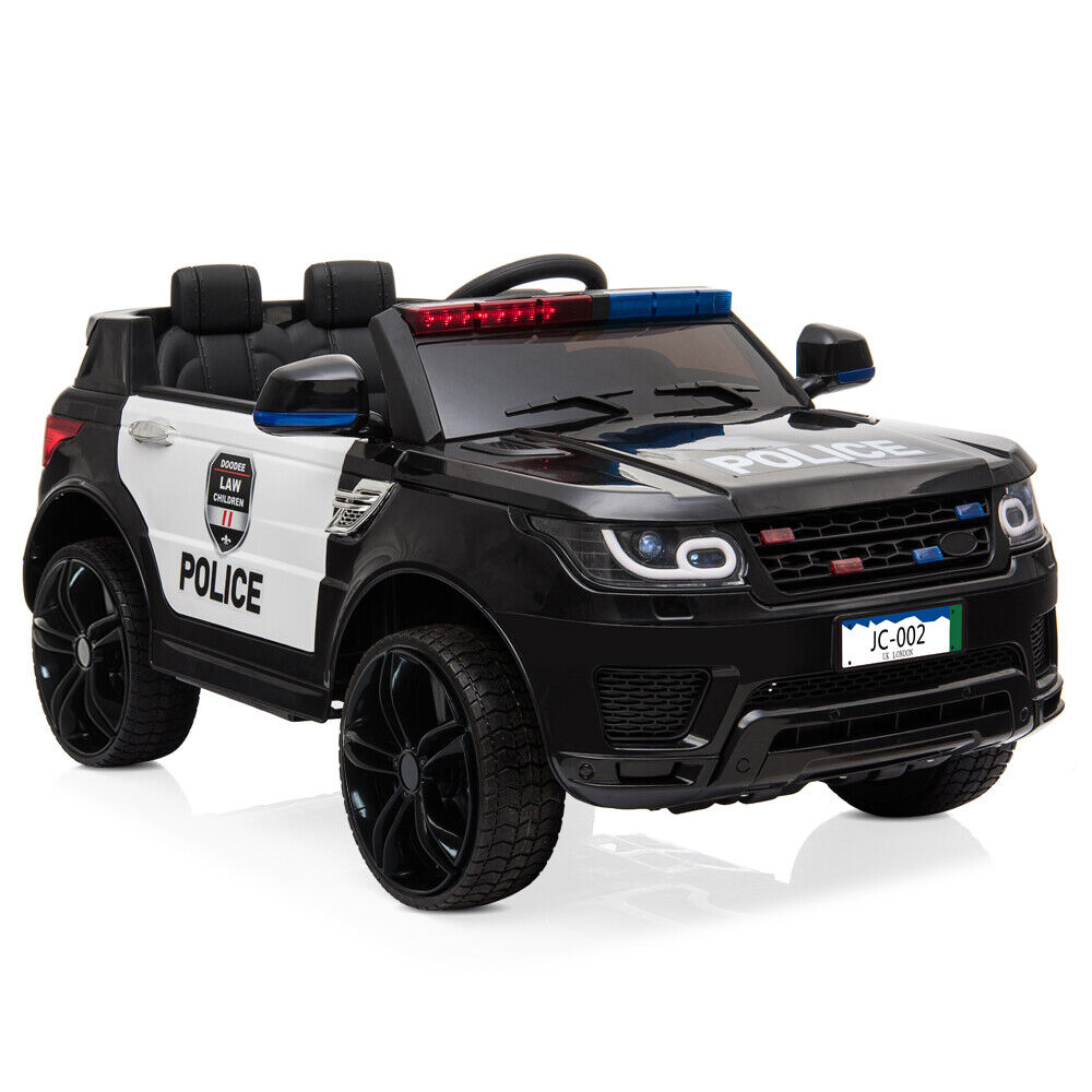 Electric Kids Ride On Police SUV with Remote Control and Music - Black