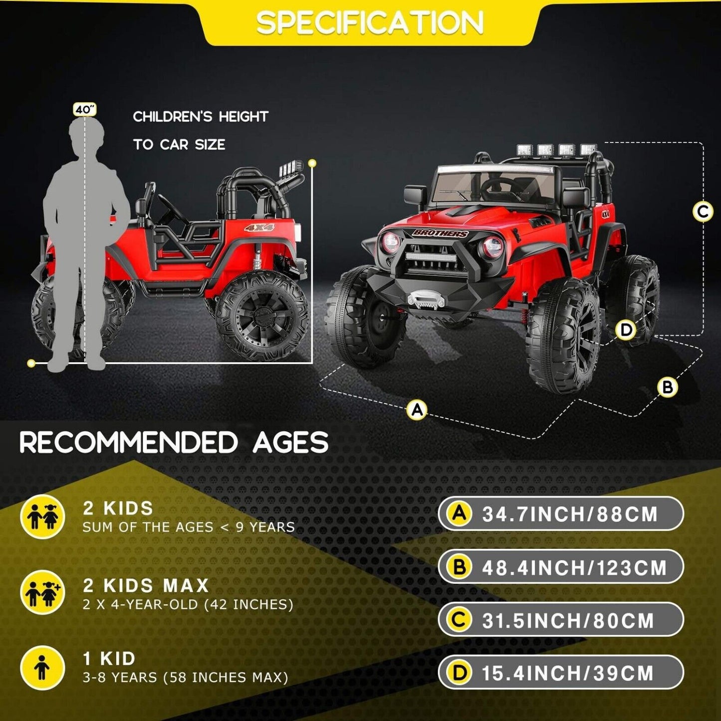 12V Electric Kids Ride On Car with Music and Fashionable Design - Powered by 7Ah Battery
