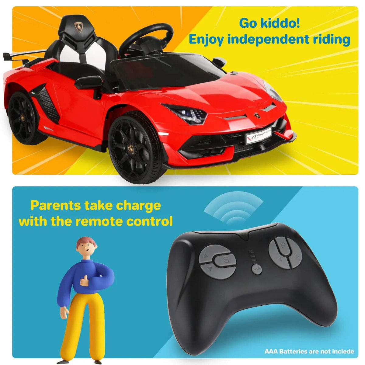 Remote Controlled Lamborghini Electric Car for Kids - 24/12V Ride On Toy Truck