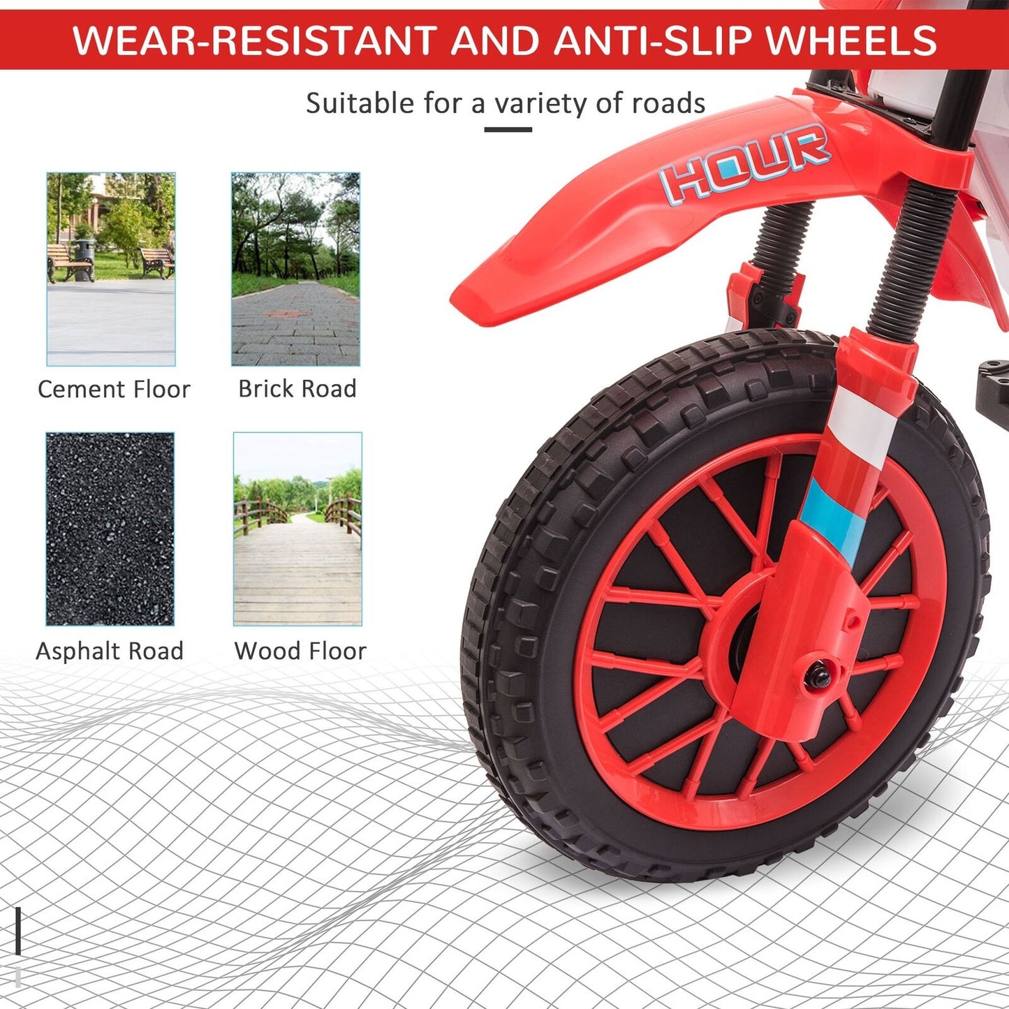 Electric Off-Road Dirt Bike for Kids with Training Wheels - 12V Ride-On Motorcycle Toy