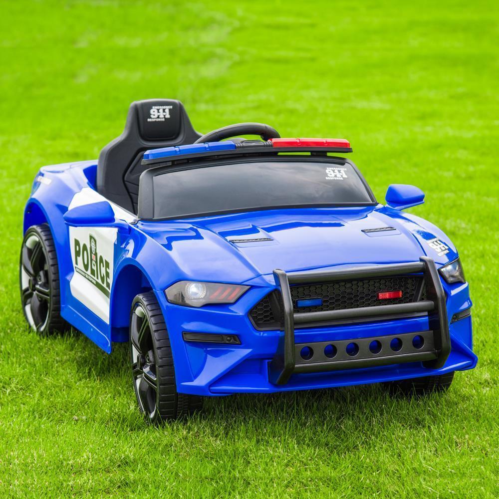 Electric Police Car Kids Ride On SUV Toy with Remote Control, Siren, and Flashing Lights - 12V