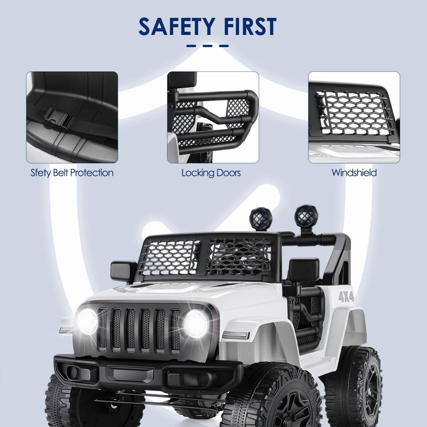 Kids Ride On Jeep Truck with Remote Control, MP3 Player, LED Lights, and 3 Speed Options - Perfect Gift for Children (24V/12V)
