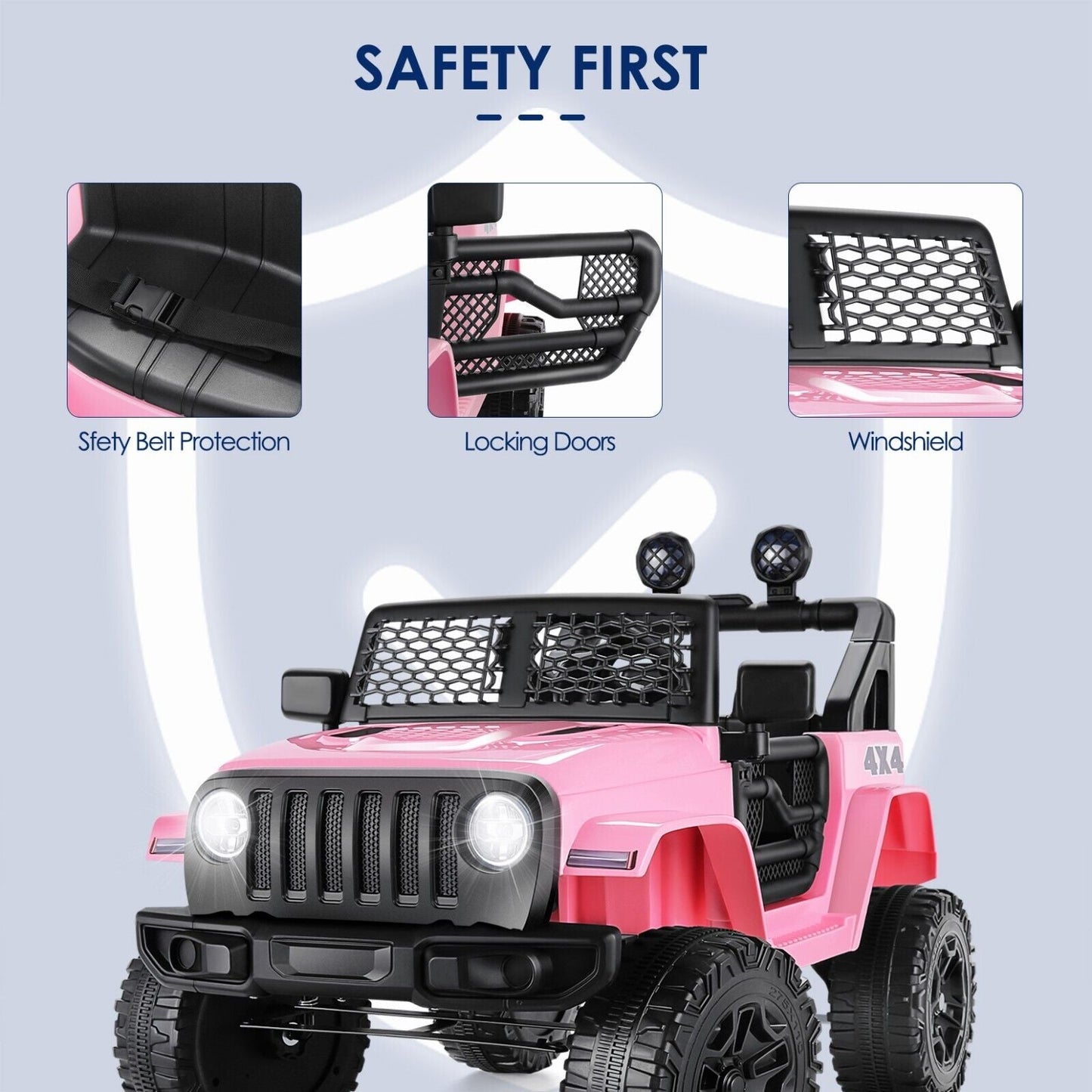 Kids Ride On Jeep Truck with Remote Control, MP3 Player, LED Lights, and 3 Speed Options - Perfect Gift for Children (24V/12V)