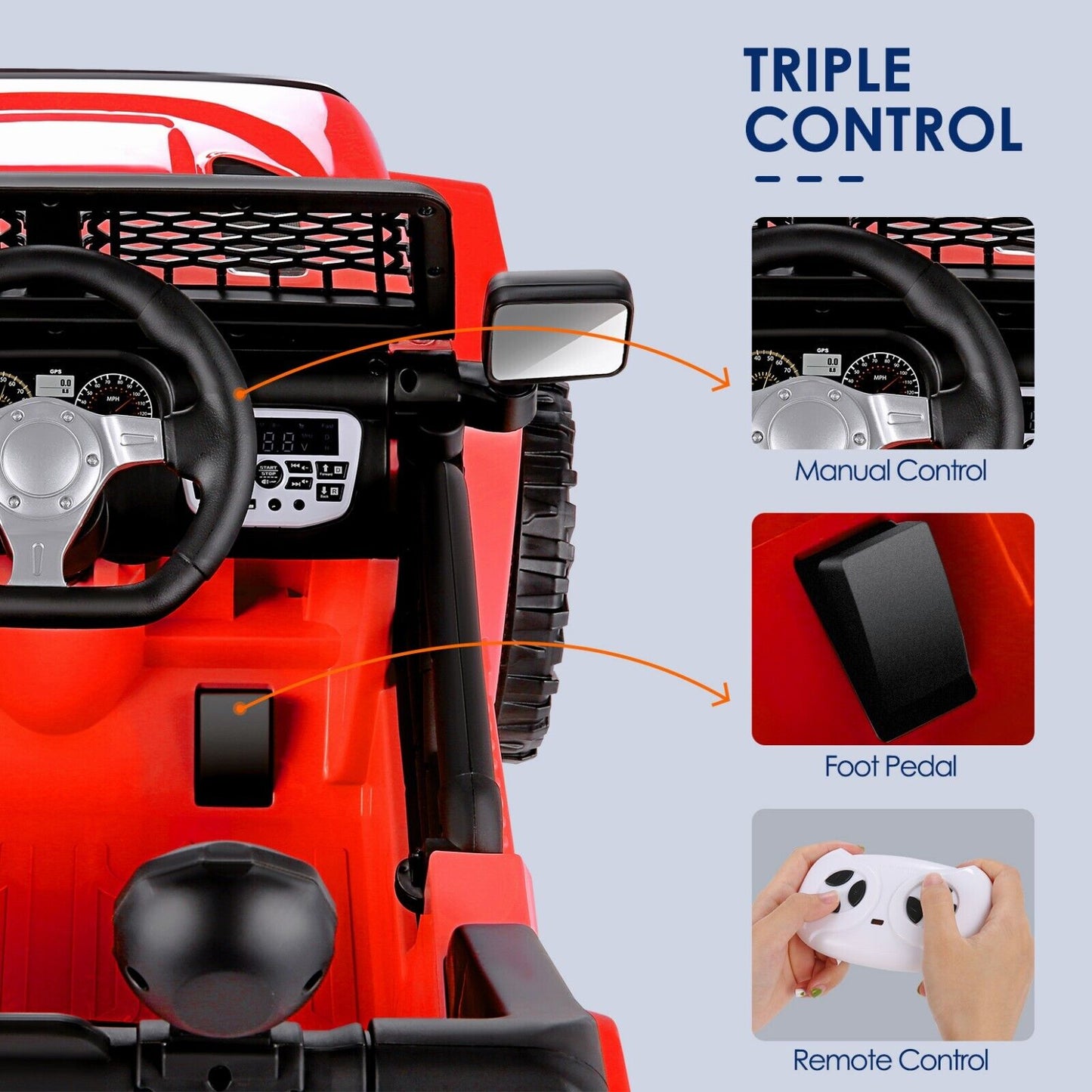 Kids Ride On Jeep Truck with Remote Control, MP3 Player, LED Lights, and 3 Speed Options - Perfect Gift for Children (24V/12V)