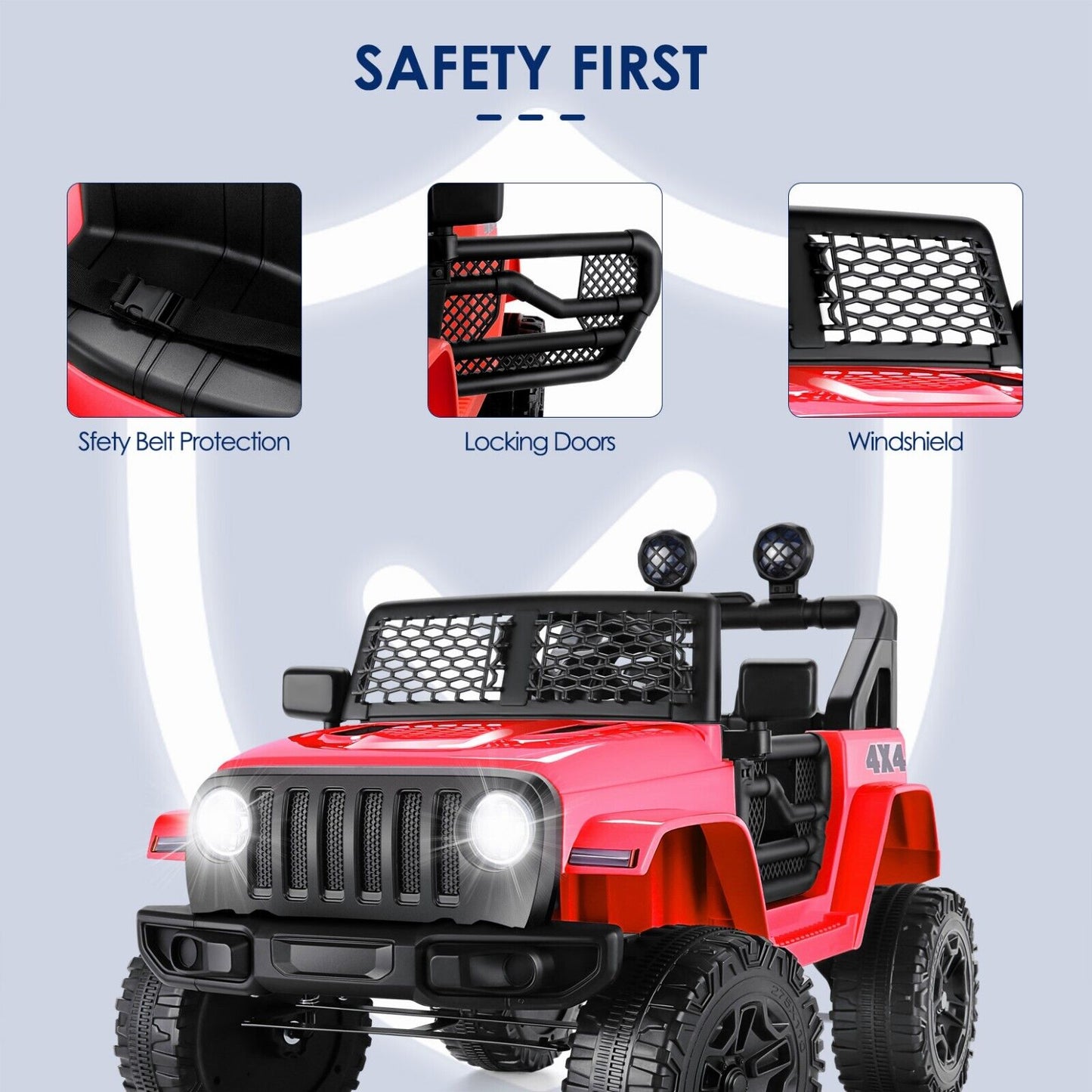 Kids Ride On Jeep Truck with Remote Control, MP3 Player, LED Lights, and 3 Speed Options - Perfect Gift for Children (24V/12V)