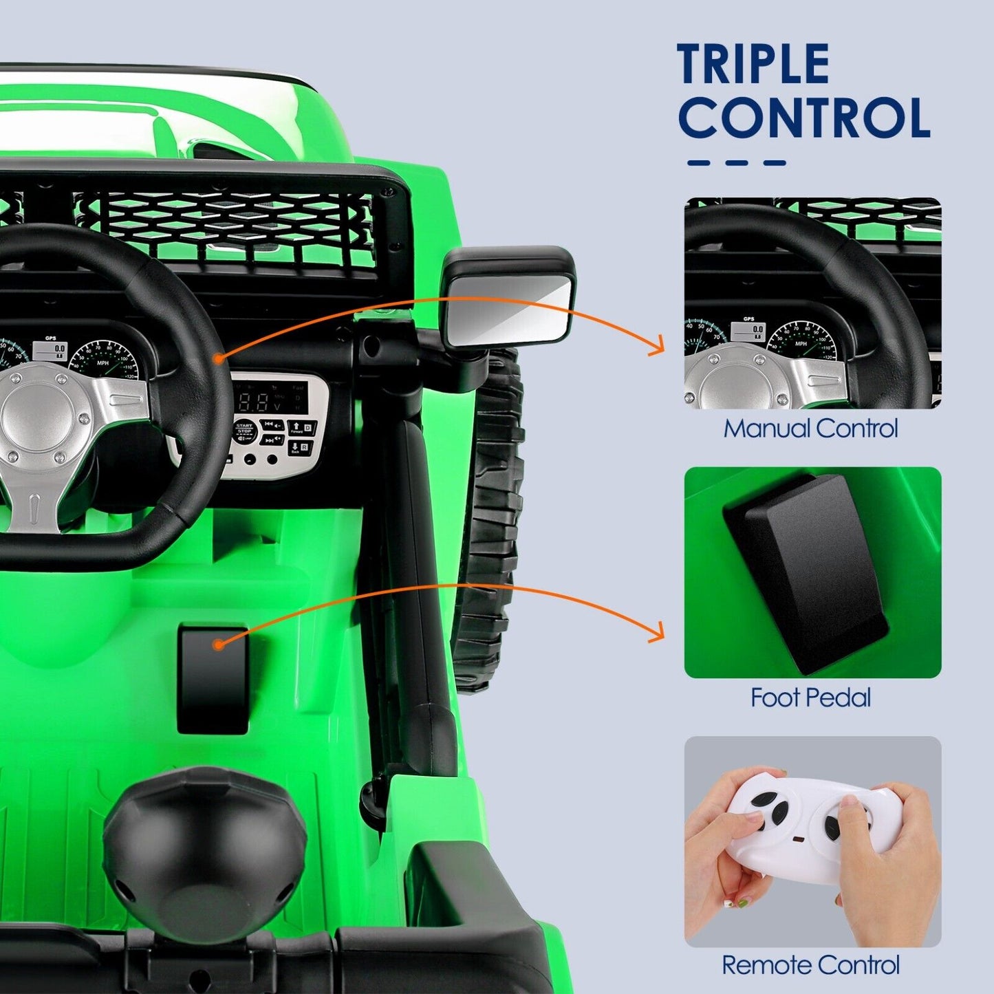 Kids Ride On Jeep Truck with Remote Control, MP3 Player, LED Lights, and 3 Speed Options - Perfect Gift for Children (24V/12V)