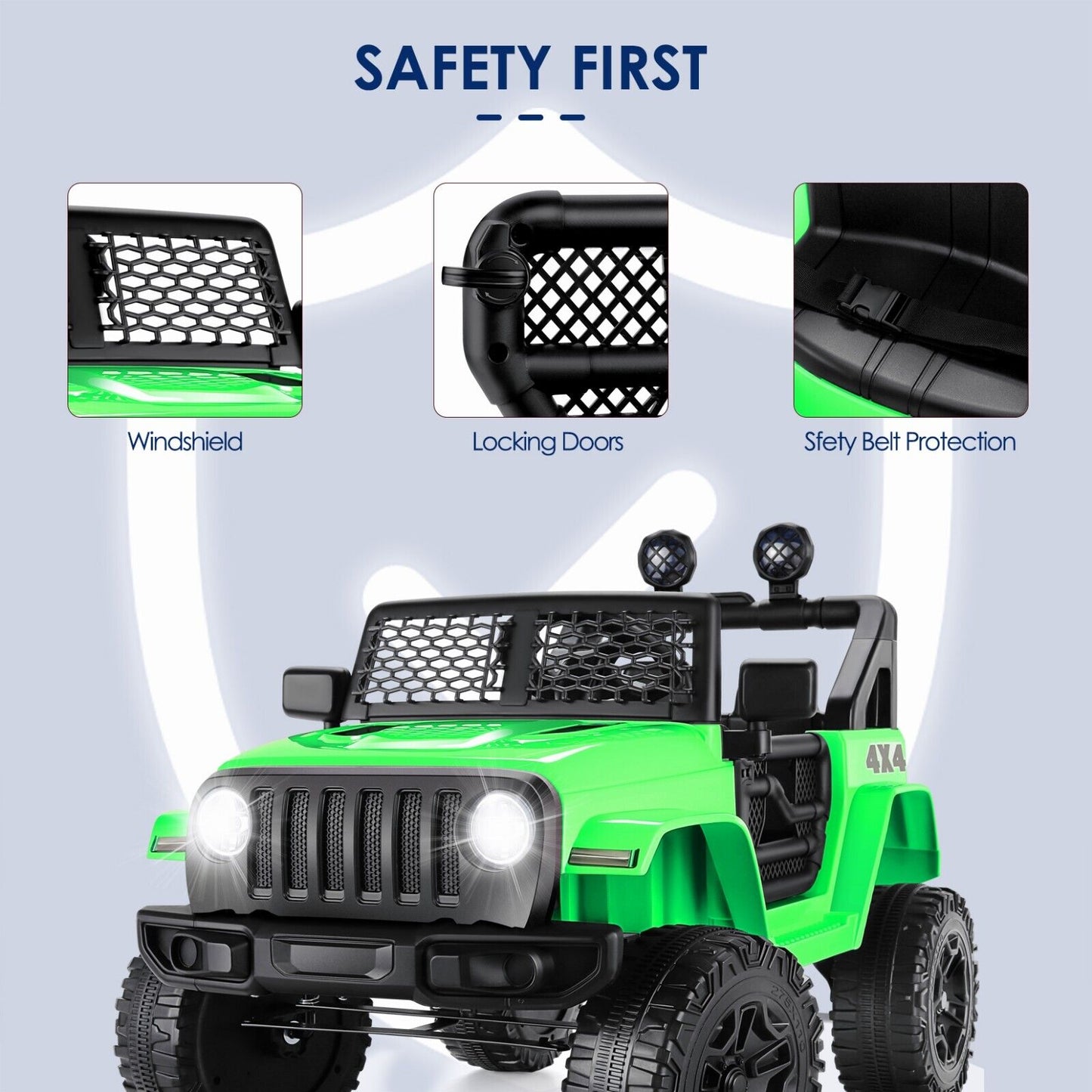 Kids Ride On Jeep Truck with Remote Control, MP3 Player, LED Lights, and 3 Speed Options - Perfect Gift for Children (24V/12V)