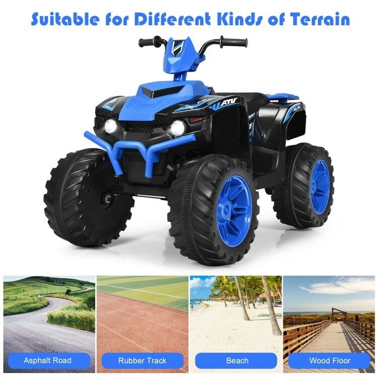 Electric Ride-On Car for Kids with 2 Speeds, MP3 Player, LED Lights, and Treaded Tires - 12V