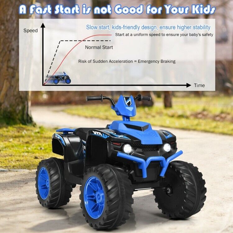 Electric Ride-On Car for Kids with 2 Speeds, MP3 Player, LED Lights, and Treaded Tires - 12V