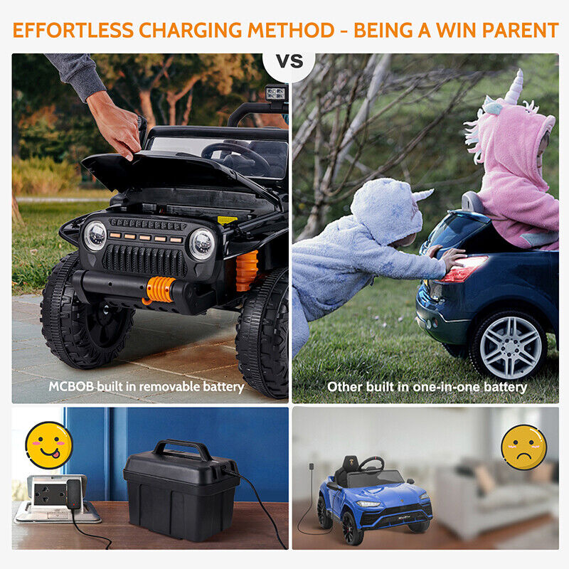Electric Ride-On Car for Kids with Remote Control and Parent Seat - 12V Power Wheels Truck