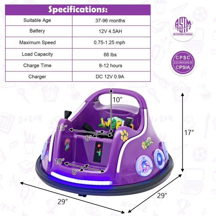 Electric Ride On Car for Toddlers with Remote Control and Flashing Lights - 12V Vehicle Toy