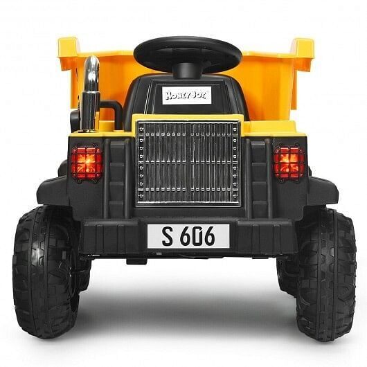 Electric Ride-On Dump Truck for Kids - 12V Battery Powered with Yellow Bucket and Dump Bed
