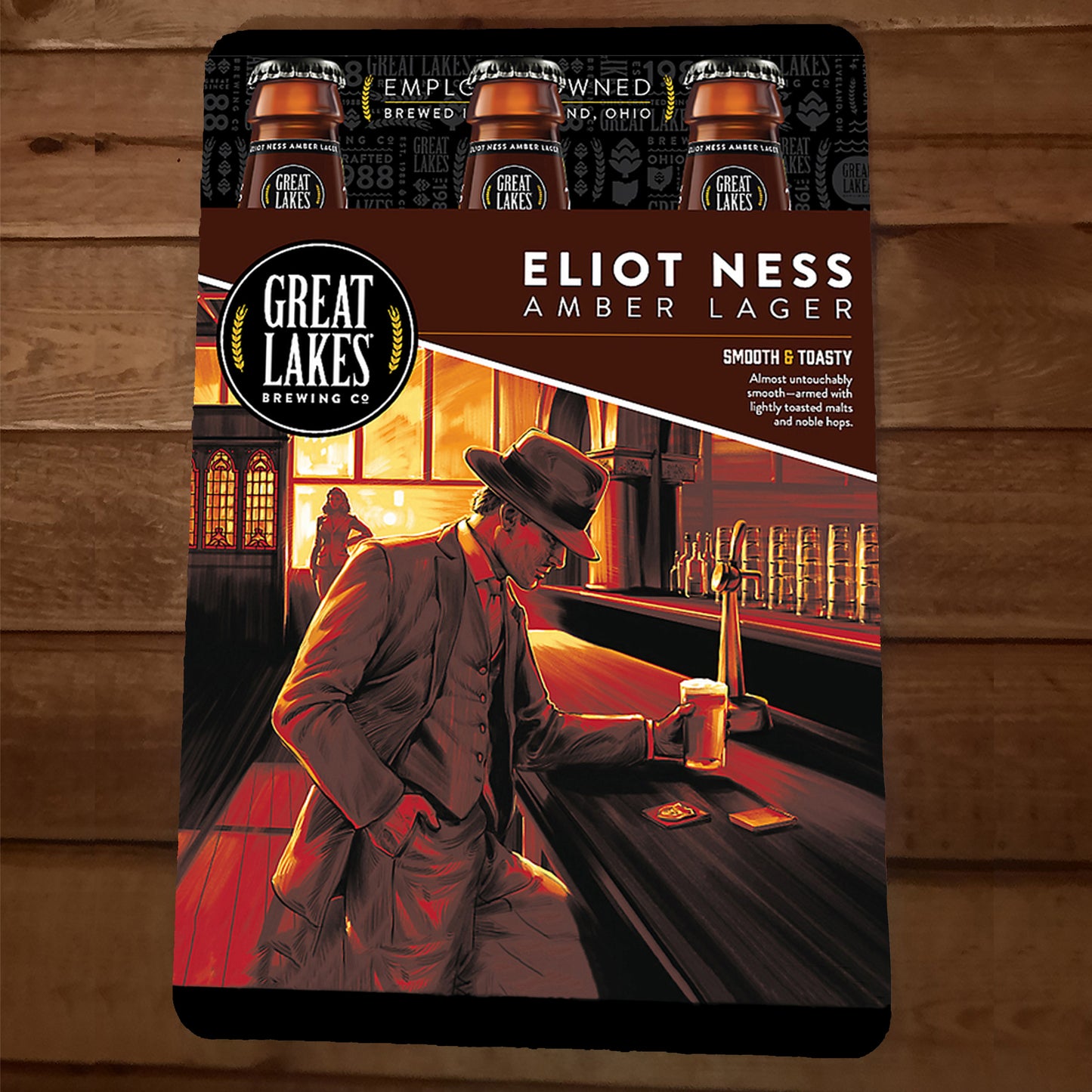 Eliot Ness Amber Lager Beer Great Lakes Brewing 8x12 Metal Wall Bar Sign