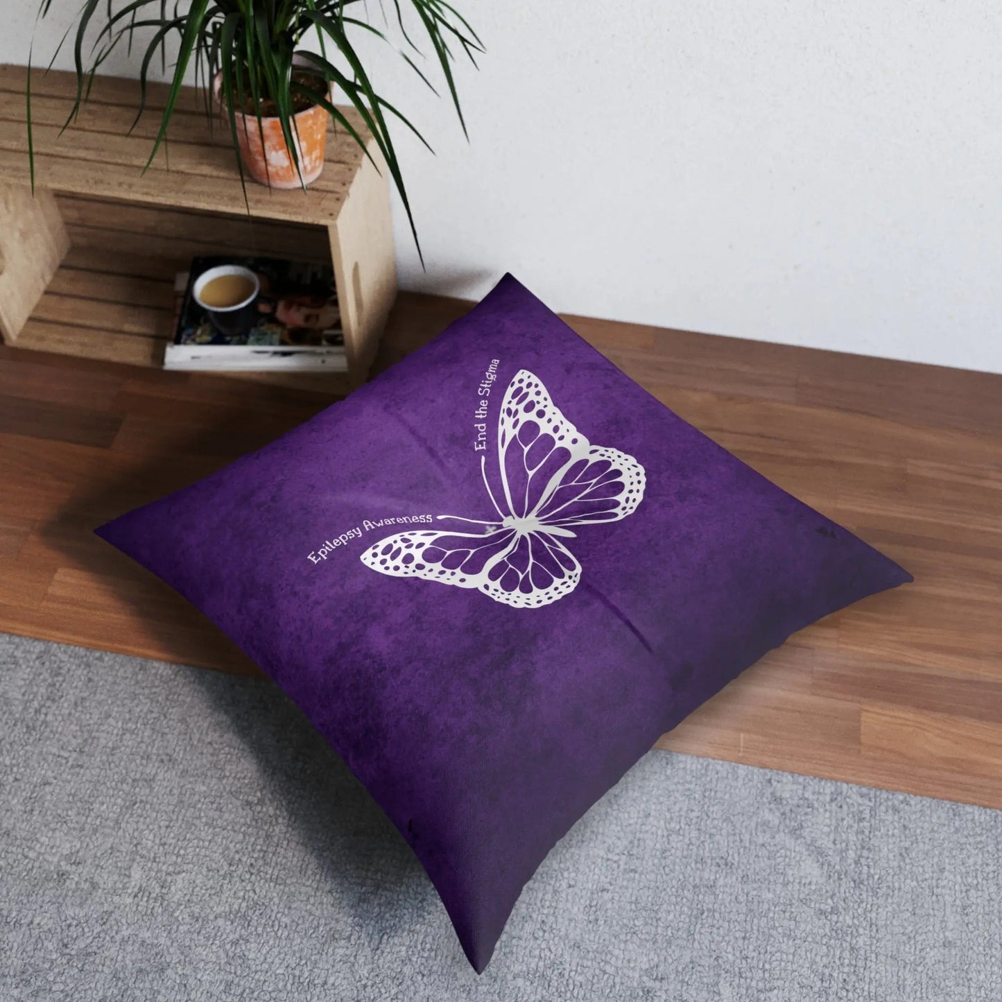 Epilepsy Awareness Butterfly Tufted Floor Pillow - End the Stigma