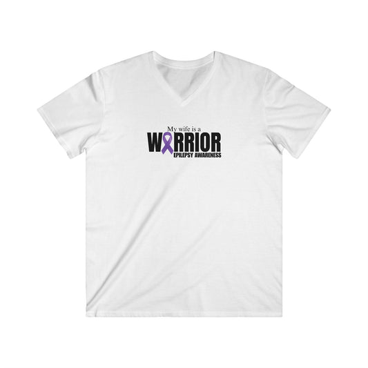 Epilepsy Awareness V-Neck Tee - Support Your Warrior Wife Epilepsy Tee