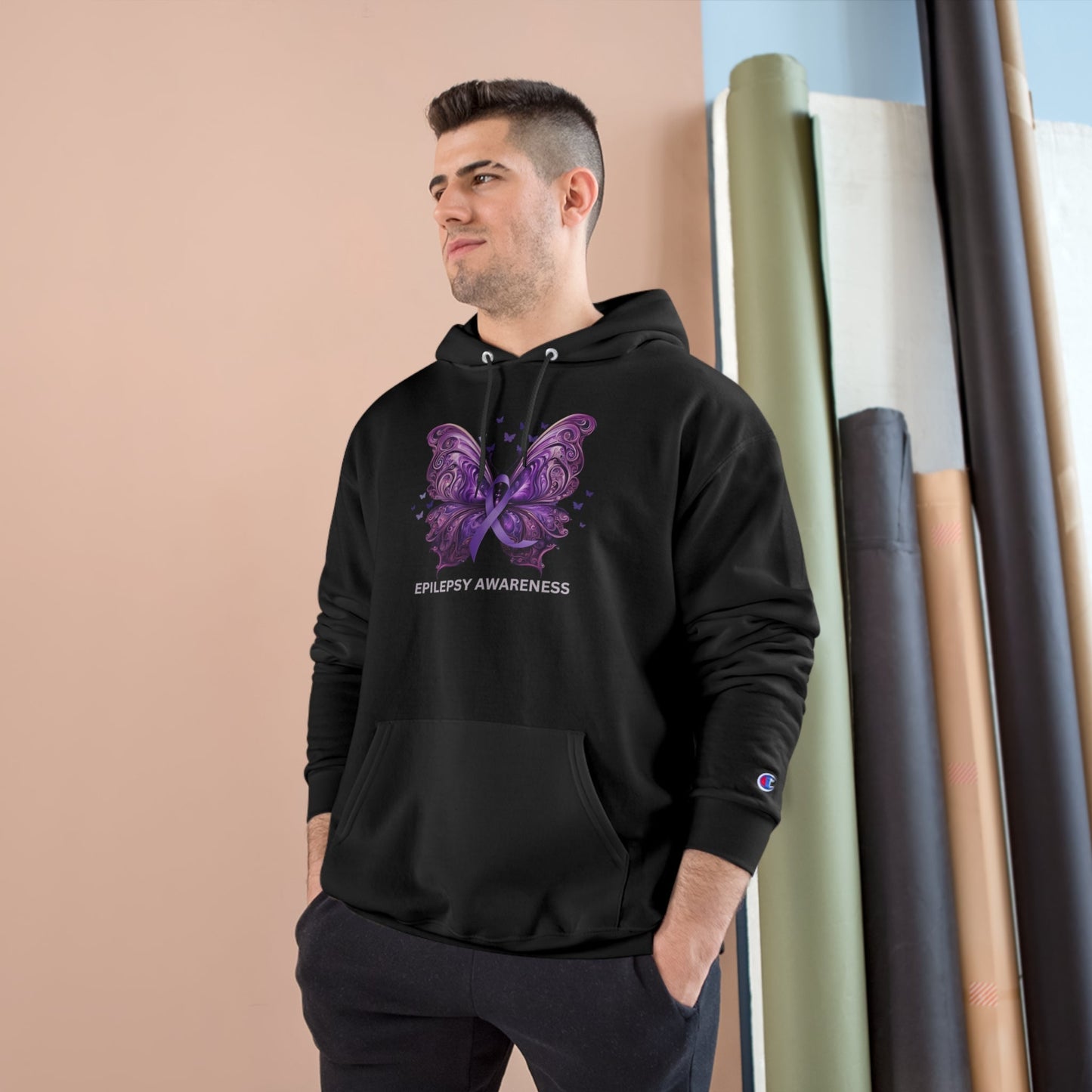 Epilepsy Awareness Butterfly Champion Hoodie – Purple Ribbon Awareness Sweatshirt
