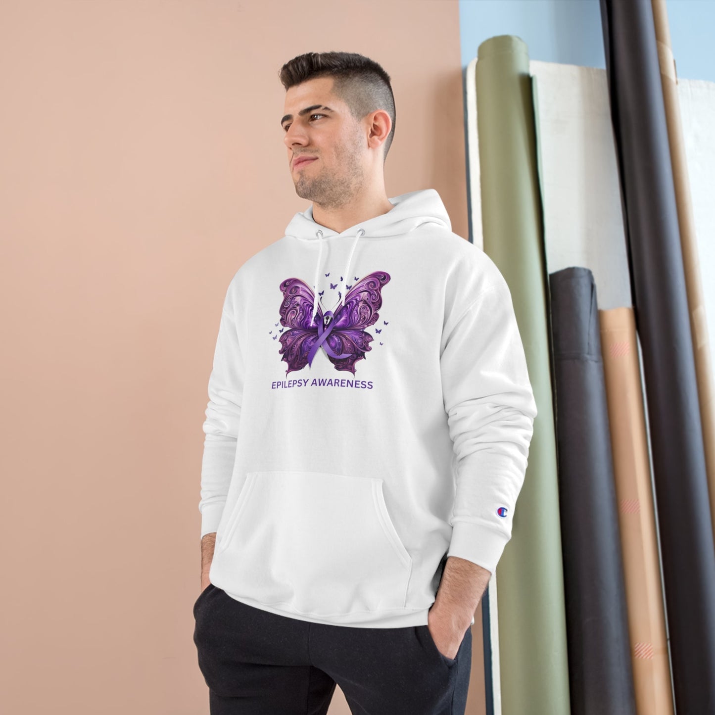 Epilepsy Awareness Butterfly Champion Hoodie – Purple Ribbon Awareness Sweatshirt