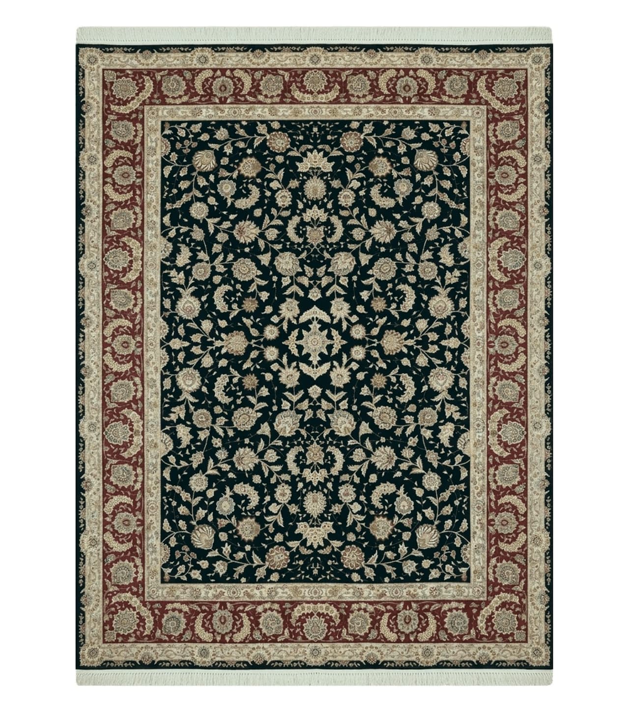 9' X 12' Vintage Handmade Fine Chinese Oriental Floral Wool Rug Silk Black