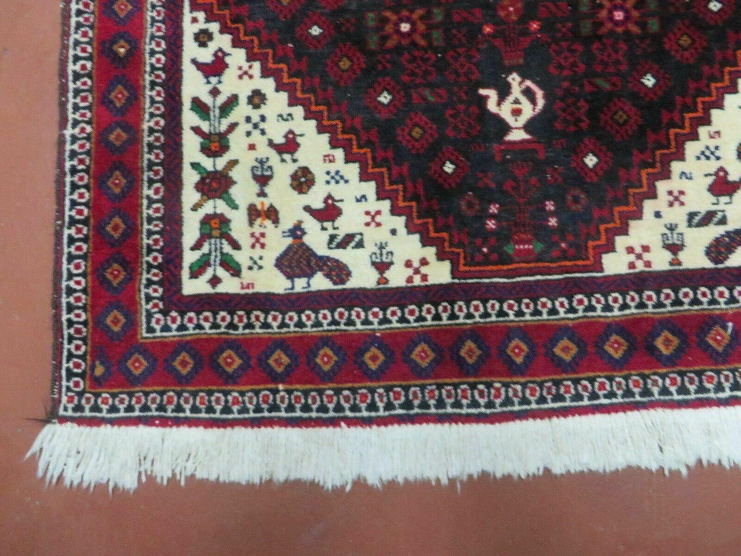 4' X 7' Vintage Handmade Indian Jaipur Rug Bird Carpet