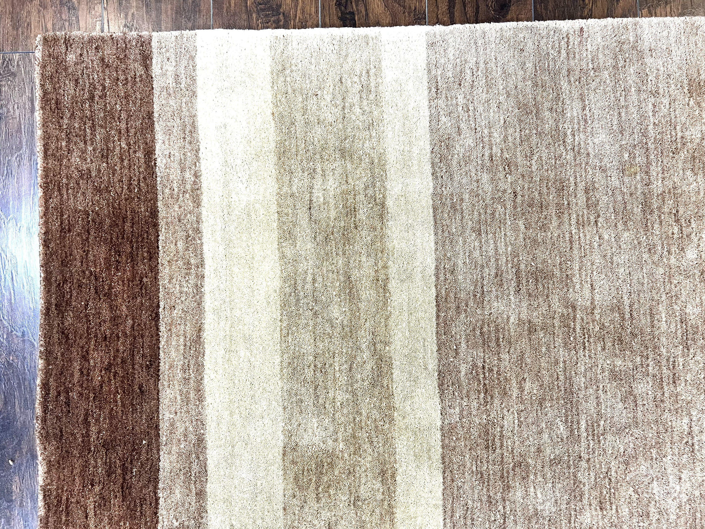 Indo Gabbeh Rug 5x8, Contemporary Wool Stripped Modern Area Rug, Hand Knotted Medium Sized Carpet