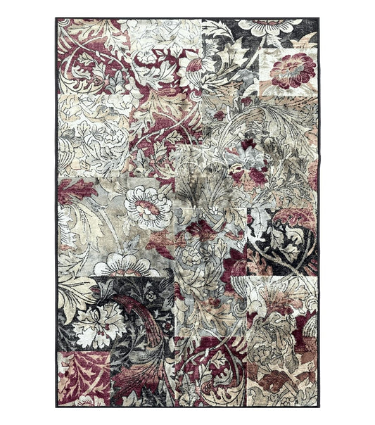 Modern Abstract Area Rug 5x7, Floral Design, Contemporary Carpet 5 x 7, Multicolor