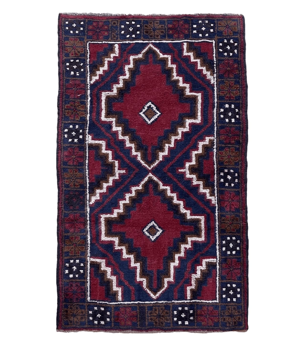 3 X 5 Vintage Handmade Tribal Wool Rug Balouchi Rug Afghan Rug Red Beige Nice