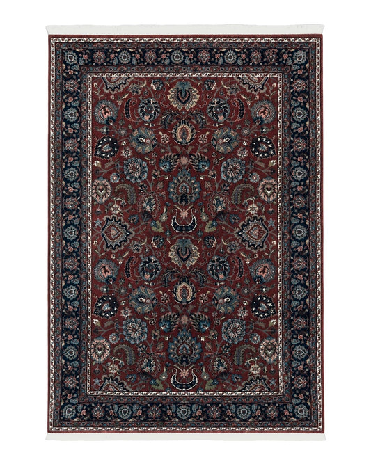 Indo Persian Rug 5x7, Vintage Traditional Floral Carpet, Burgundy and Navy Blue