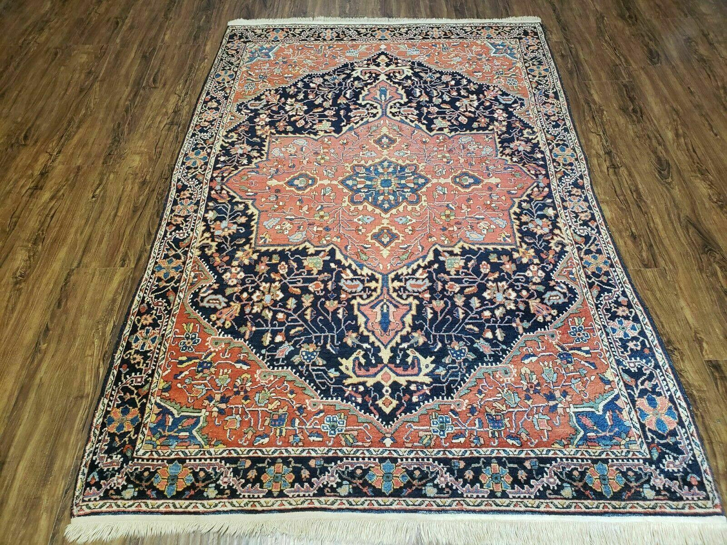 4.5' X 6.5' Handmade Antique Fine Indian Wool Rug Carpet Red