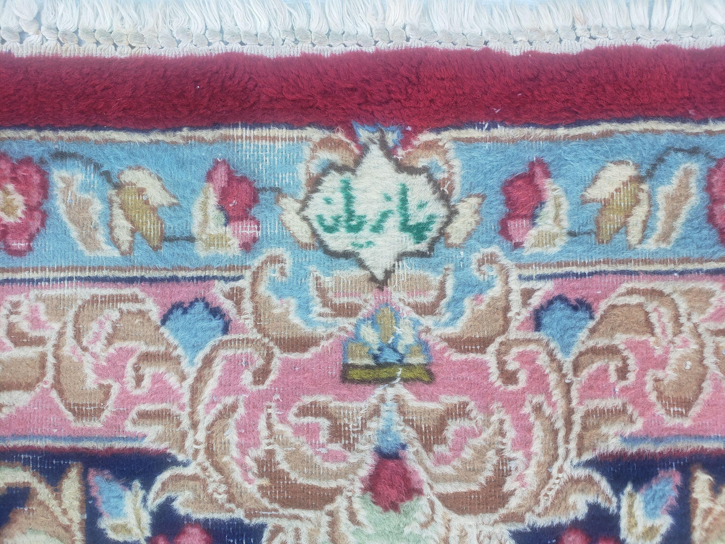 Antique Persian Kirman Rug 10x17 Oriental Carpet 10 x 17, Red, Multicolor, Namazian Signature Master Weaver, Shabby Chic, Semi Open Field