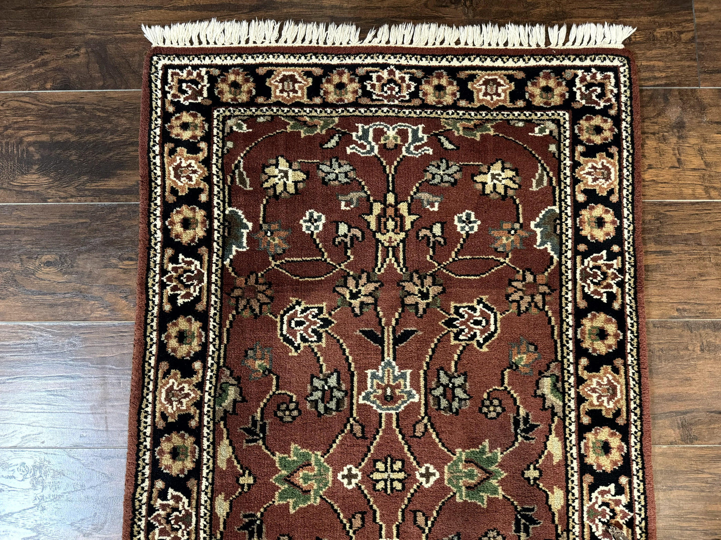 Indo Persian Sarouk Runner Rug 2.8 x 20 ft Runner for Hallway, Long Runner Rug, Handmade