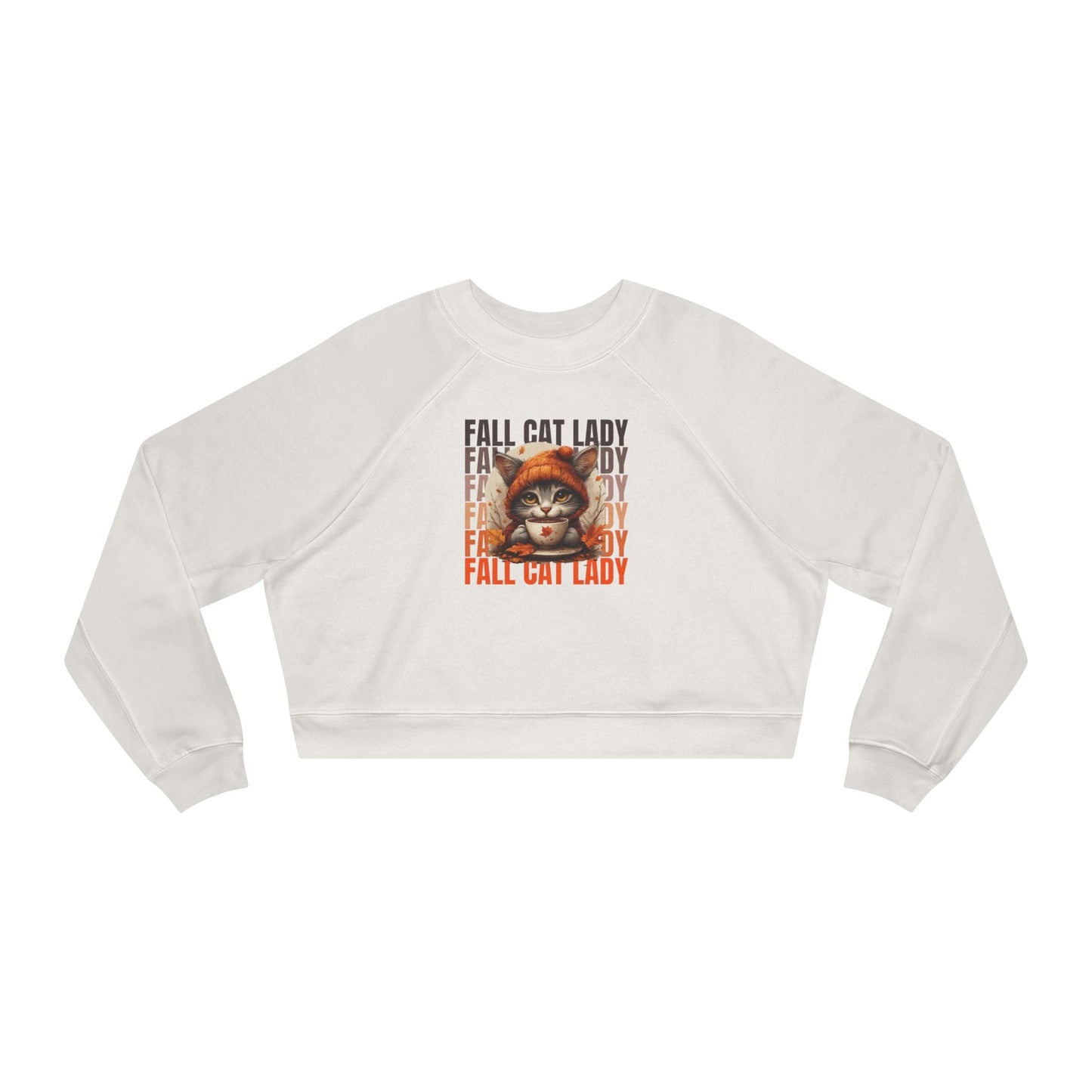 Fall Cat Lady Cropped Pullover Sweatshirt for Cozy Autumn Vibes