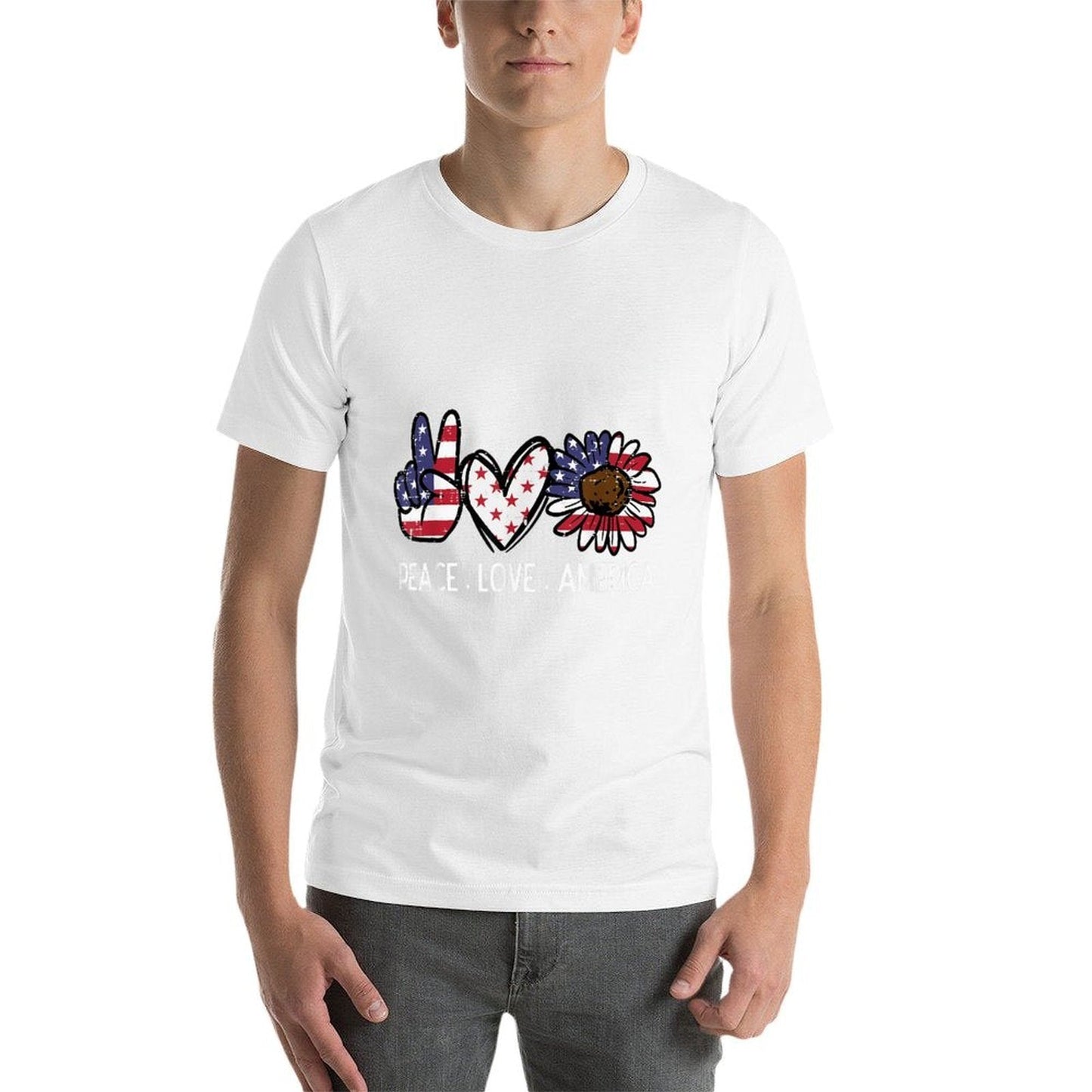 Peace Love America US Fourth Womens 4th Of July Patriot  High-quality Stitching T-Shirt
