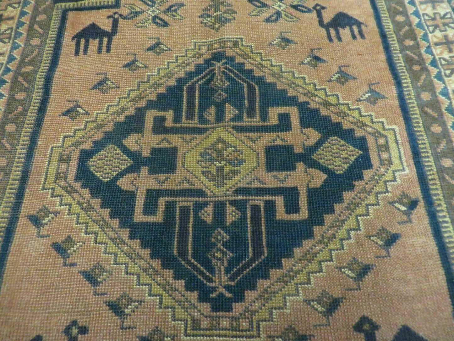 4' X 6' Antique Handmade Turkish Anatolian Wool Rug Camel Vegetable Dyes