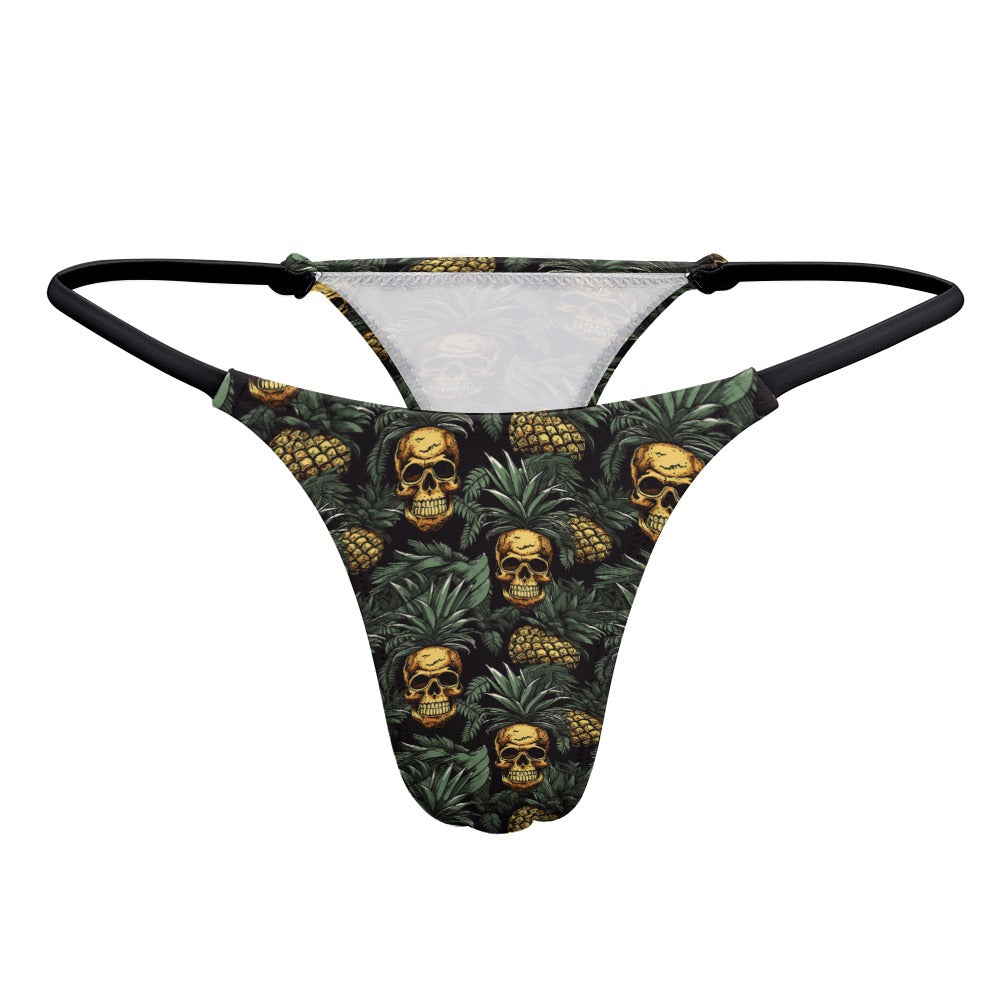 Pineapple Skull Pattern Women's Polyester Thong