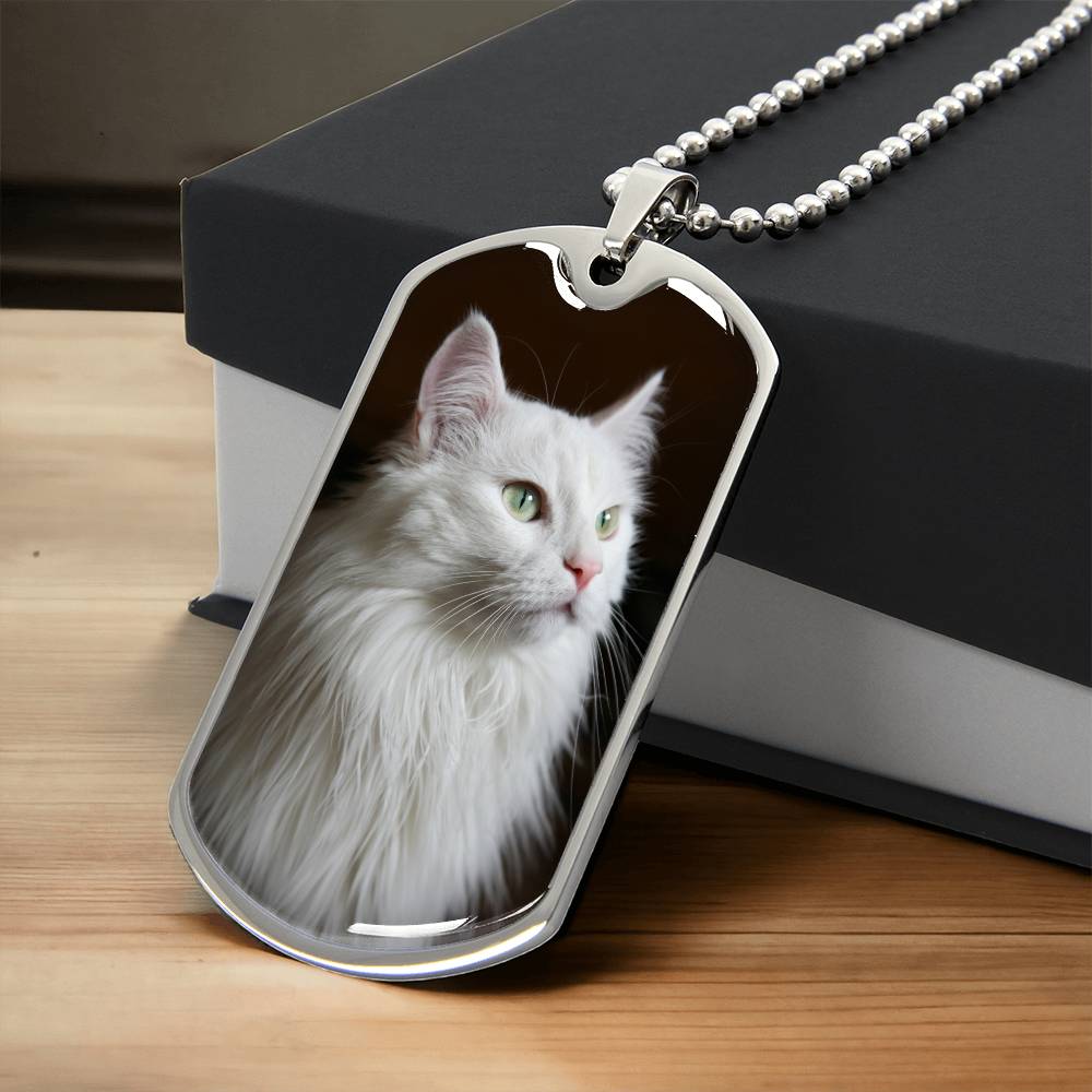 Fluffy White Kitty Necklace