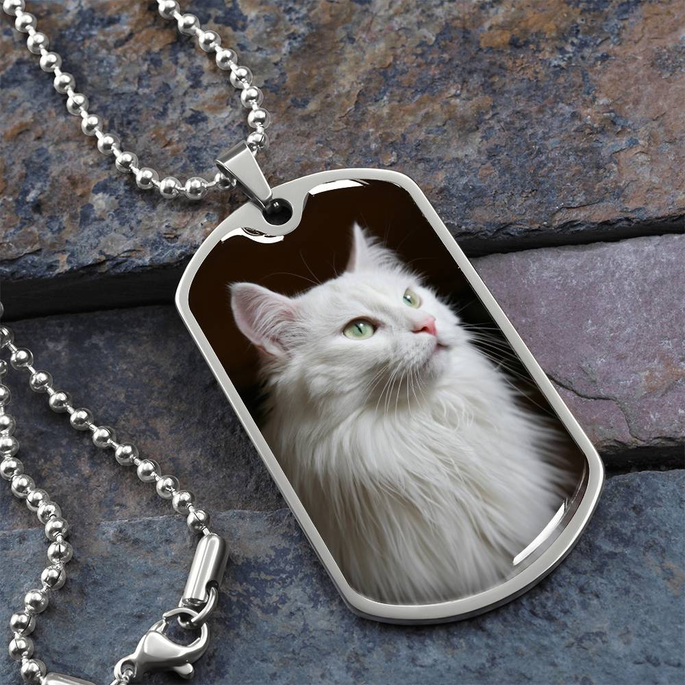 Fluffy White Kitty Necklace