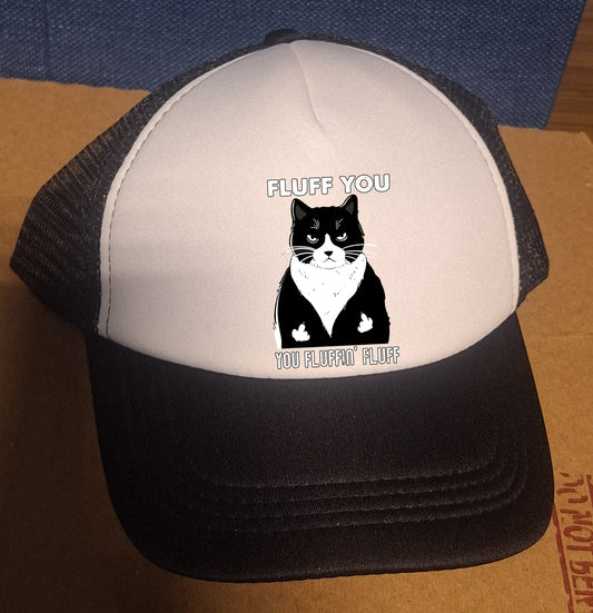 Adjustable Trucker Baseball Hat Cap Fluff You You Fluffin Fluff Tuxedo Cat