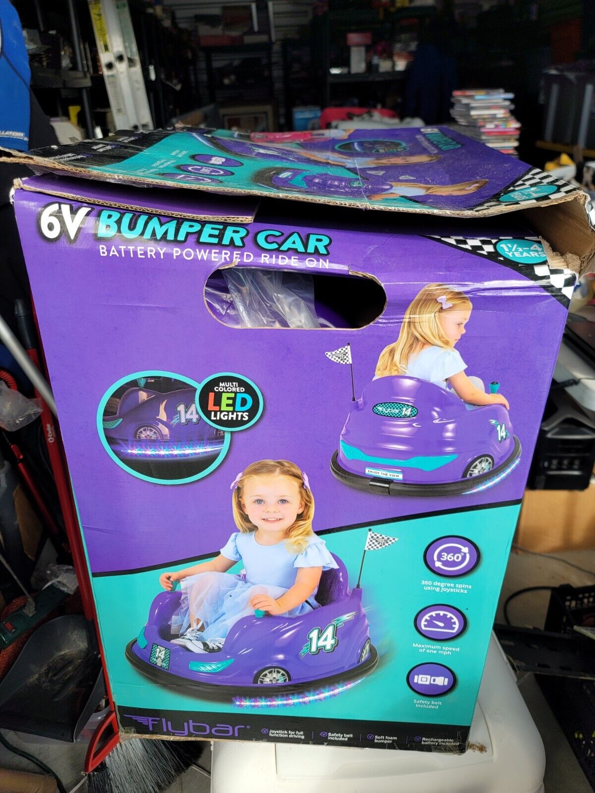 Flybar 6V Bumper Car: Battery-Powered Ride On with LED Lights for Endless Fun