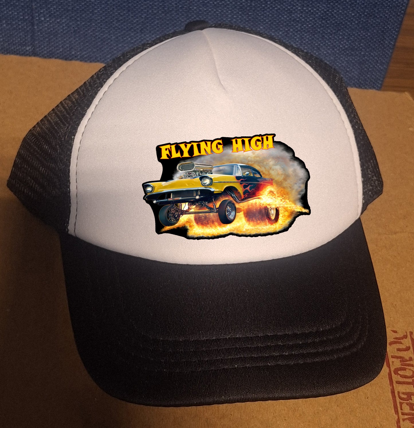 Adjustable Trucker Baseball Cap Flying High Hot Rod Gasser Style
