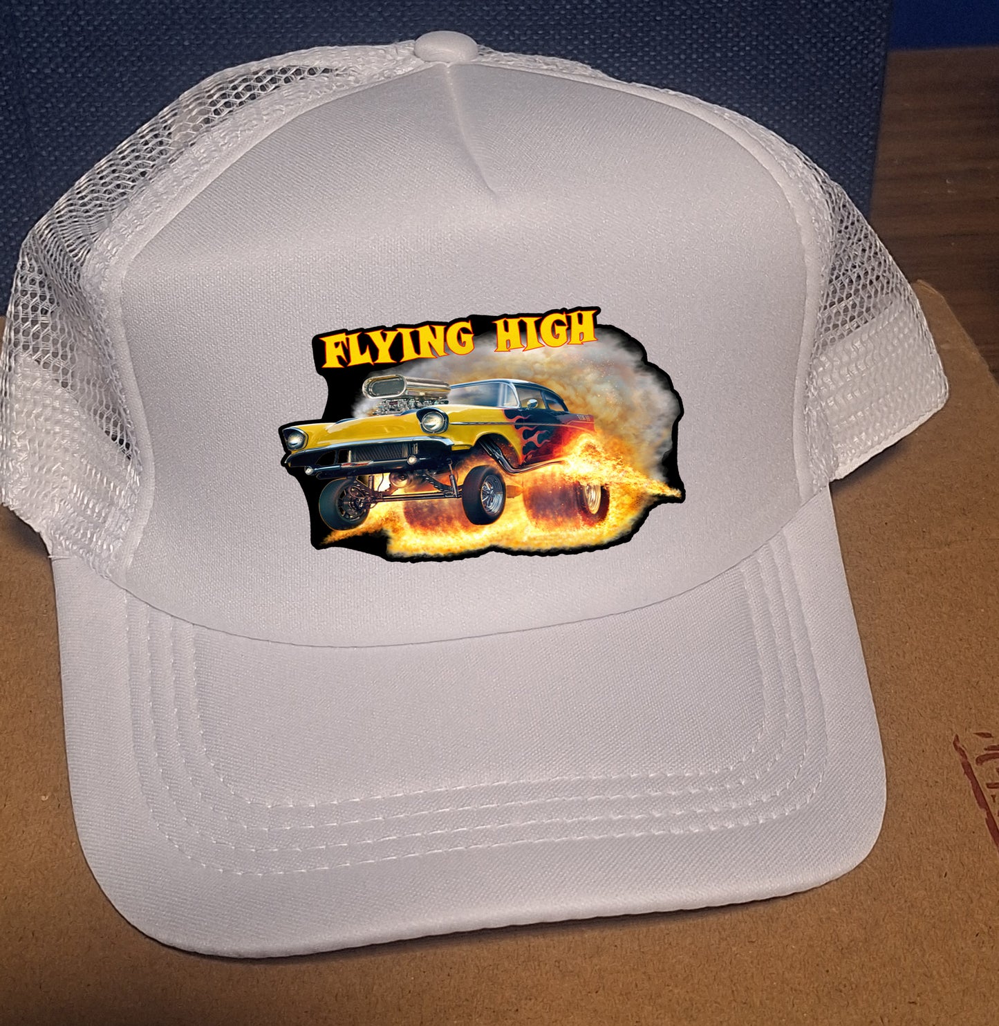 Adjustable Trucker Baseball Cap Flying High Hot Rod Gasser Style